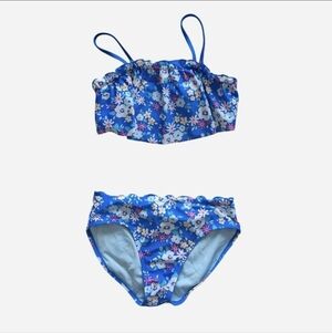 Blue Floral Girls Bikini Set